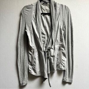 Riani Lightweight Drape Front Cardigan Jacket Tie Waist Light Grey Sz 6